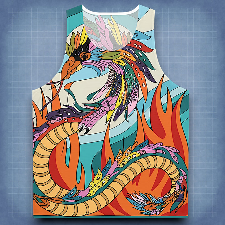 Vibrant Dragon Flame Unisex Tank Top - Perfect for Summer and Festivals