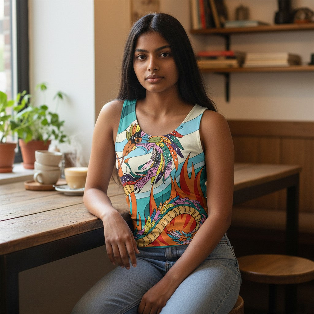 Vibrant Dragon Flame Unisex Tank Top - Perfect for Summer and Festivals