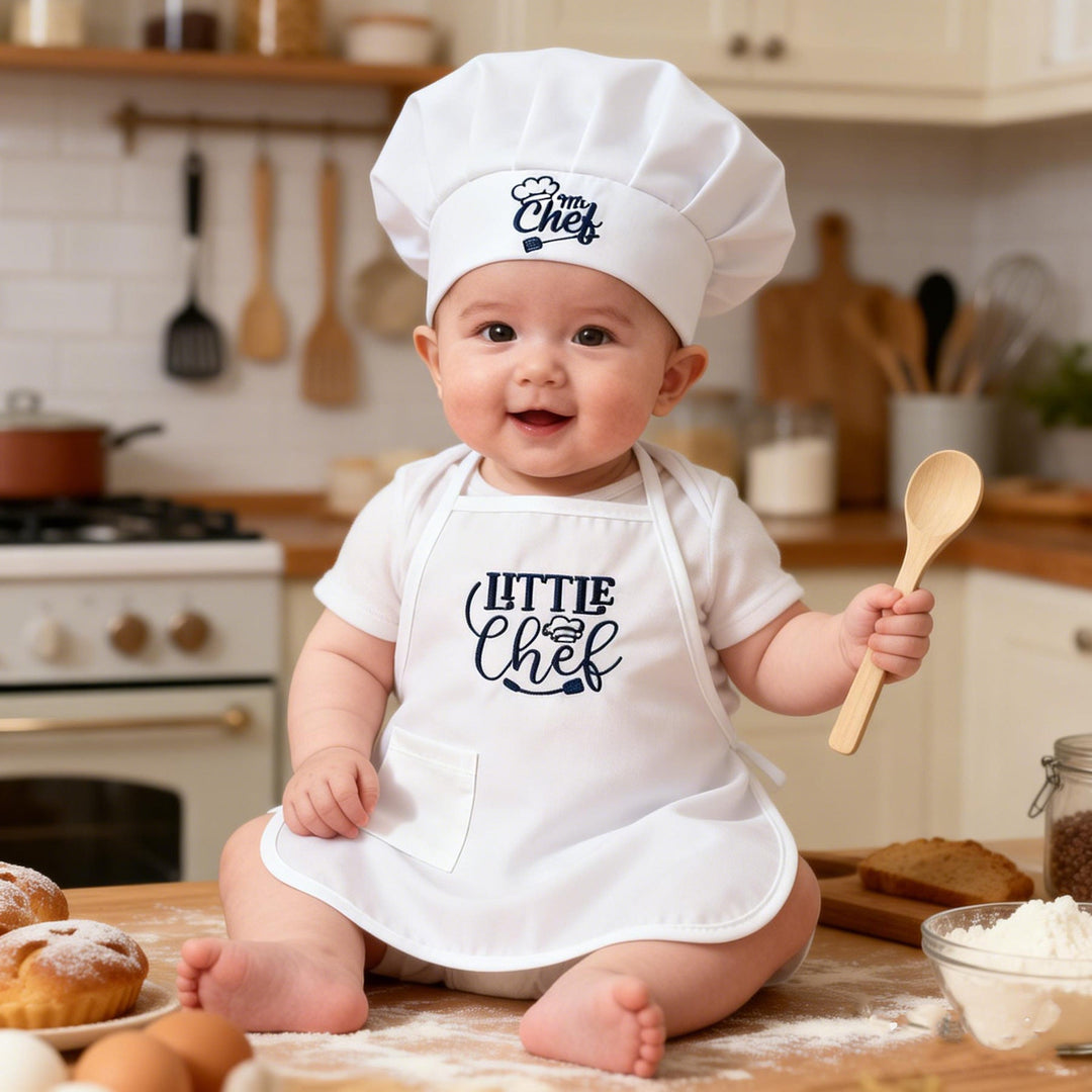 Newborn Little Chef Photo Outfit with Tall Hat