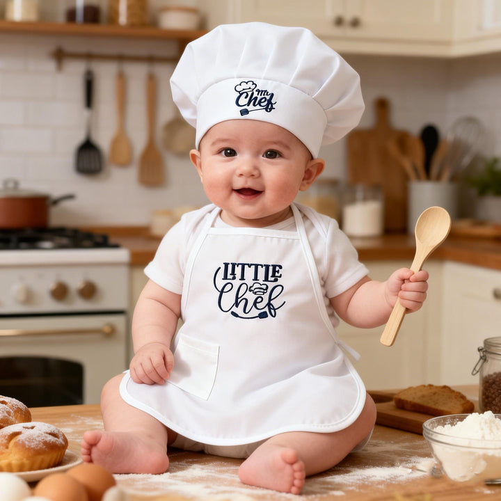 Newborn Little Chef Photo Outfit with Tall Hat