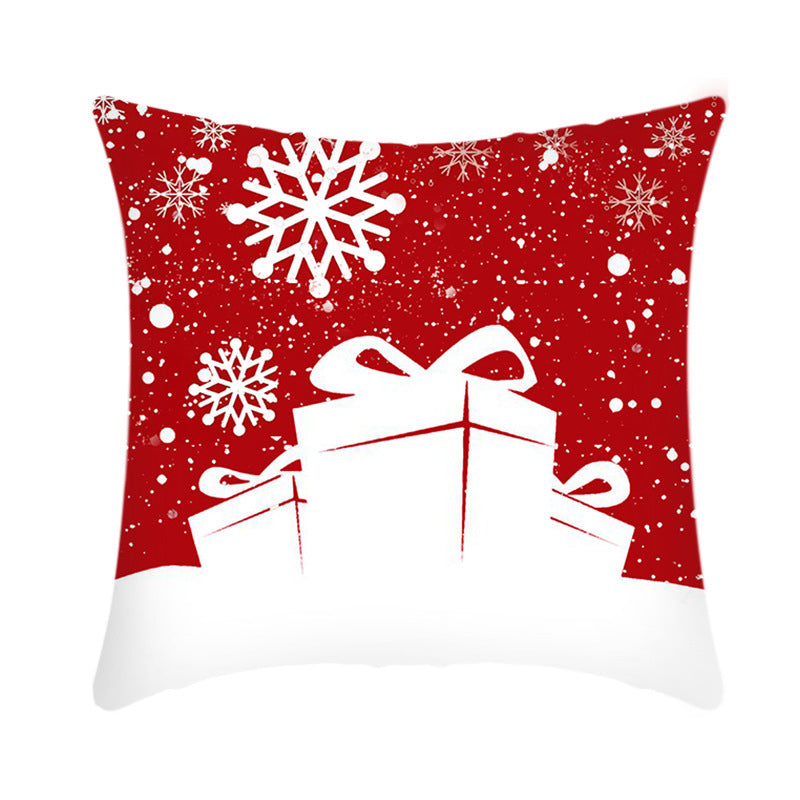 Merry Christmas Elk and Santa Plush Cushion Cover