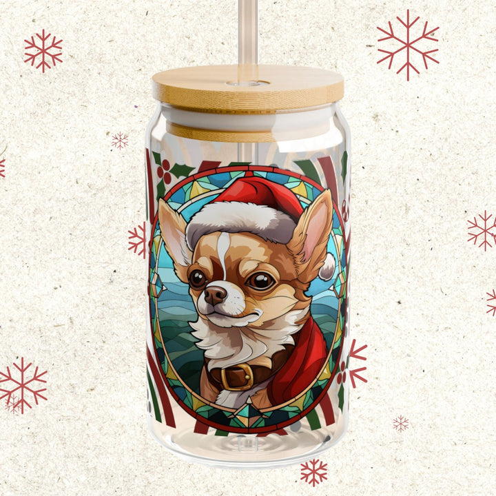 Merry Christmas Chihuahua – Sipper Glass, 16oz