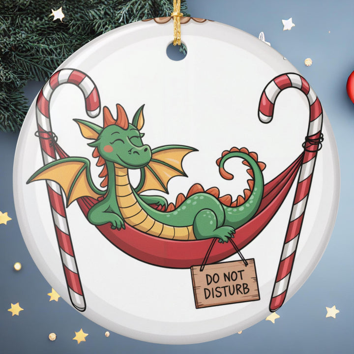 Do Not Disturb Dragon Ceramic Ornament – Fantasy Holiday Decoration & Keepsake Gift