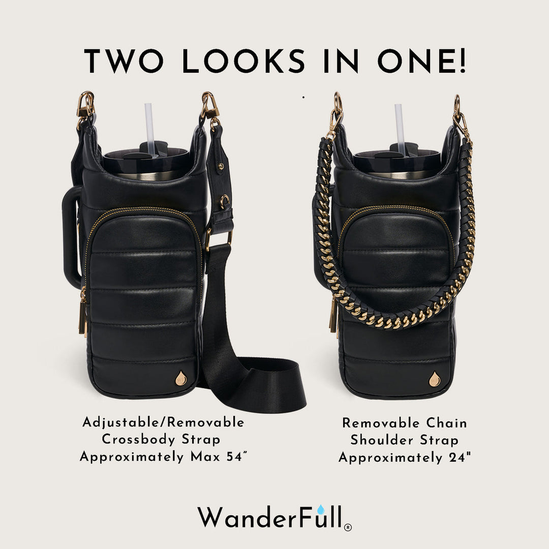 HydroBag® Handle Black Vegan Leather | Tumbler Crossbody Bag