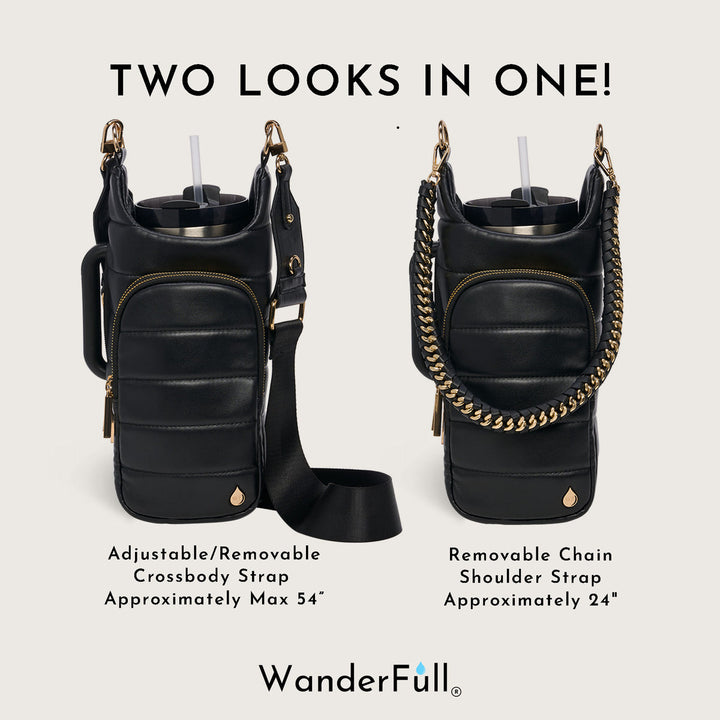 HydroBag® Handle Black Vegan Leather | Tumbler Crossbody Bag