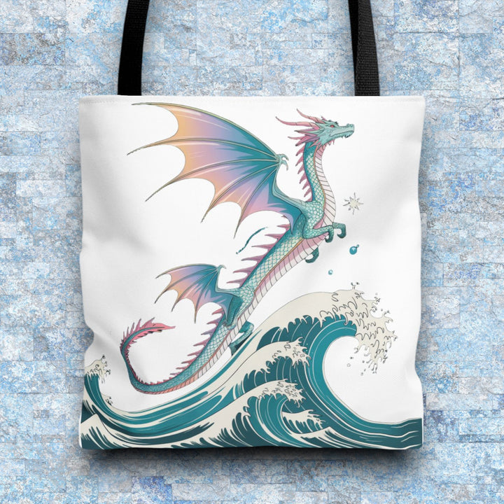 Dragons and Waves Tote Bag, Dragon Lovers Gift