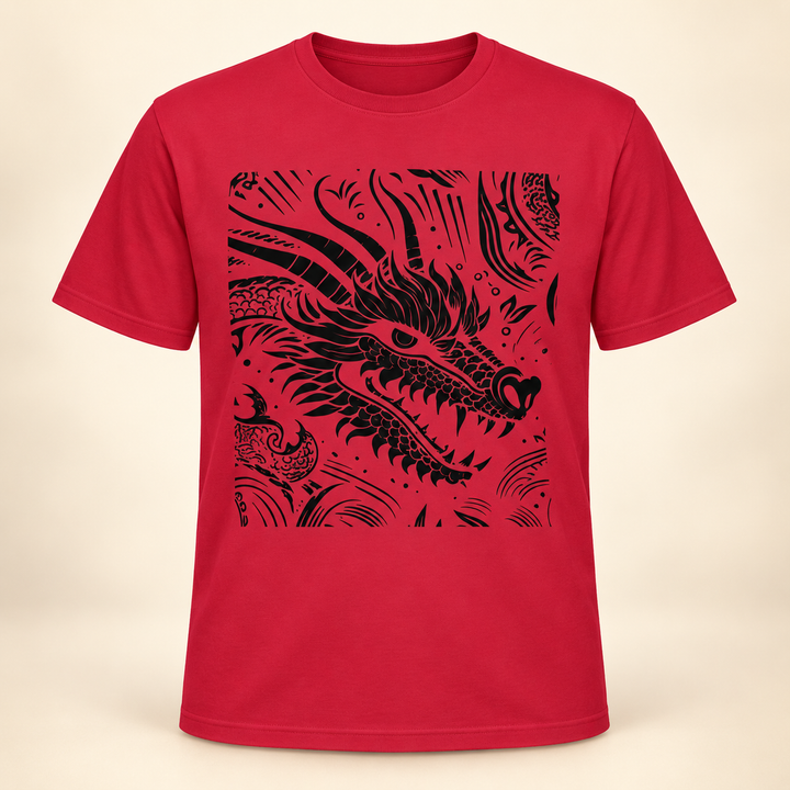 Unisex Moisture Wicking Tee - Dragon Black and White