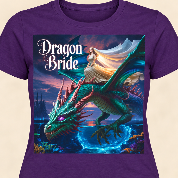 Dragon Bride Women's Softstyle Tee - Fantasy Art Shirt, Gift for Fantasy Lovers, Dragon Lover Apparel, Unique Tee for Her, Magical Clothing