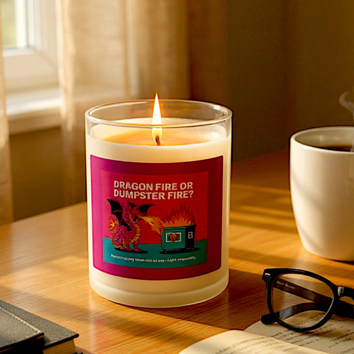 Frosted Glass Candle - Dragon Fire or Dumpster Fire