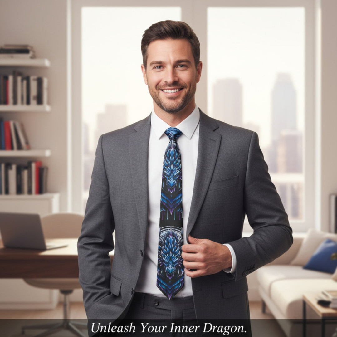 Necktie - Blue Electric Dragon