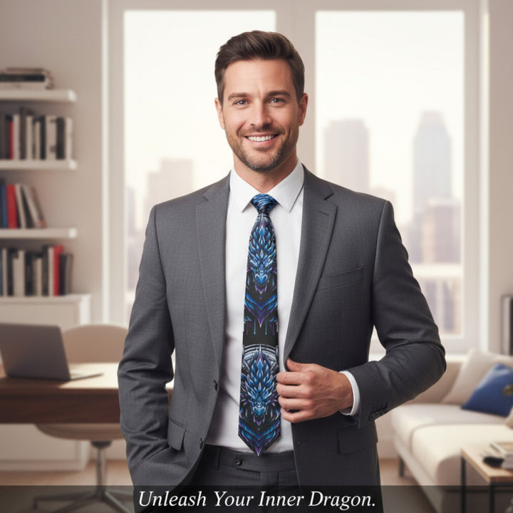Necktie - Blue Electric Dragon