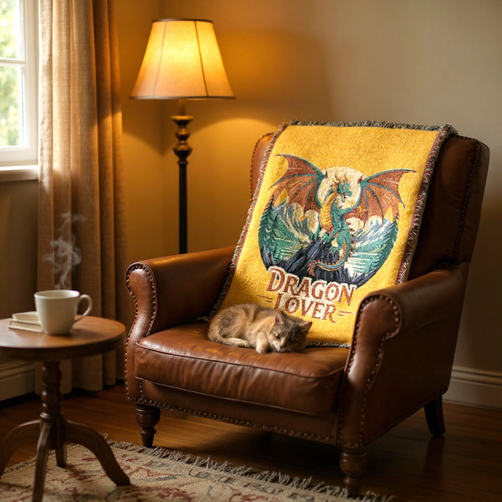 Dragon Lover Woven Blanket – Cozy Fantasy Throw