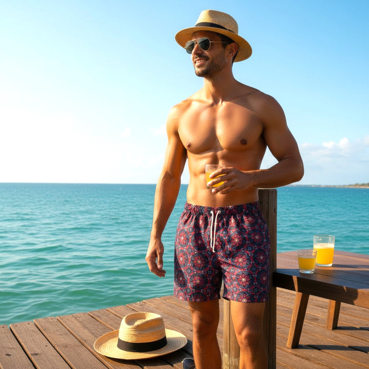 Unisex Swim Shorts for Beach Vibes - Dragon Rider Pattern