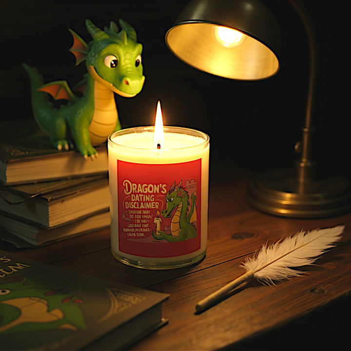 Dragon Dating Disclaimer Scented Candles, Coconut Apricot Wax (4oz, 9oz)
