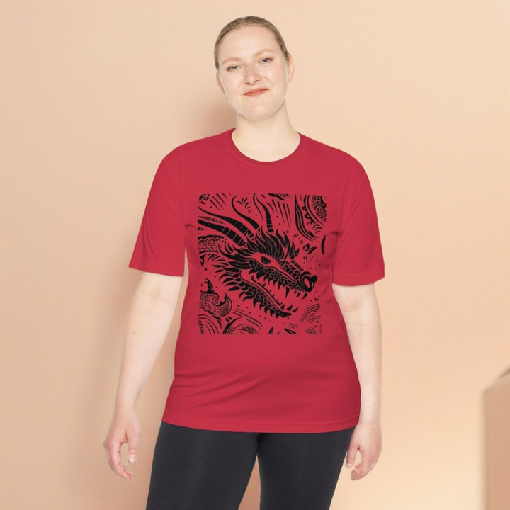 Unisex Moisture Wicking Tee - Dragon Black and White