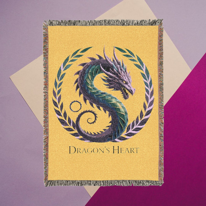 Dragon Heart Woven Blanket – Cozy Throw, Unique Wall Tapestry & Gift for Fantasy Lovers