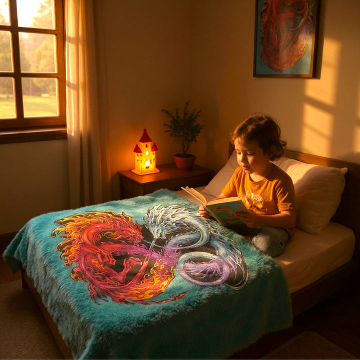Dragons Infinity Sherpa Fleece Blanket – Cozy Throw for Fantasy Lovers