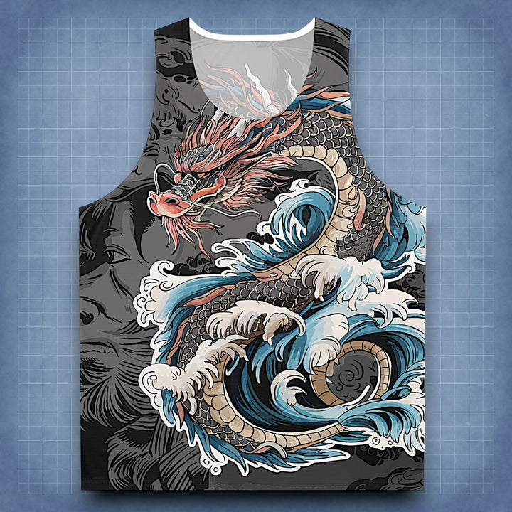 Dragon Wave Unisex Tank Top - Bold Graphic Design for Summer Adventures