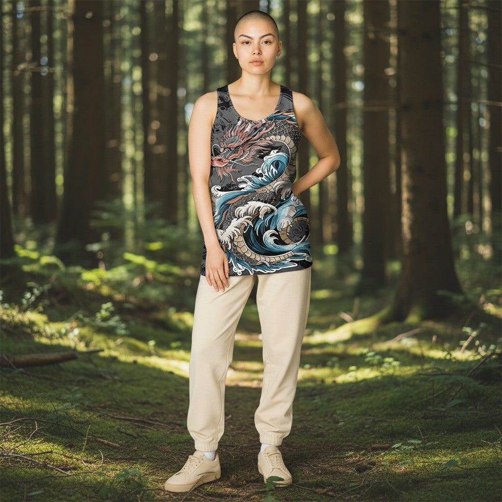 Dragon Wave Unisex Tank Top - Bold Graphic Design for Summer Adventures