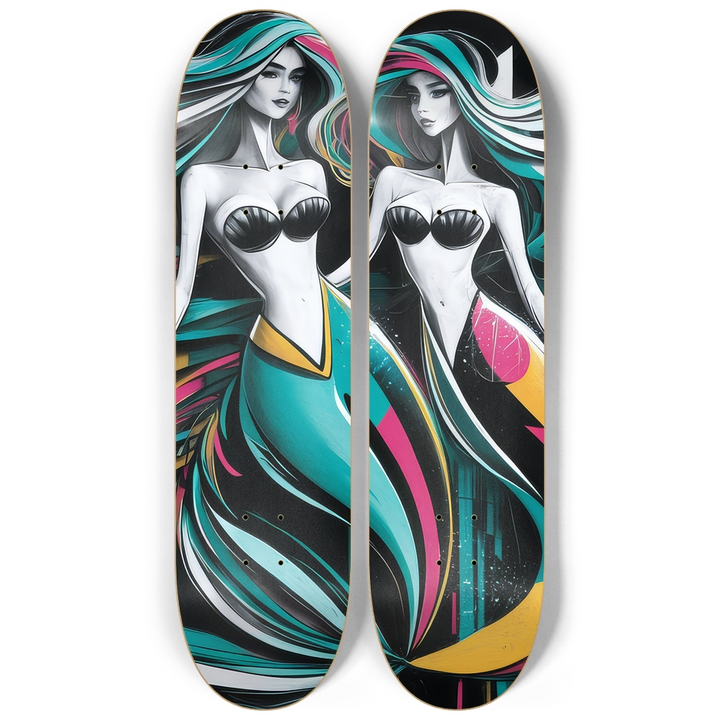 2 Skateboard Series Art - Mod Mermaids