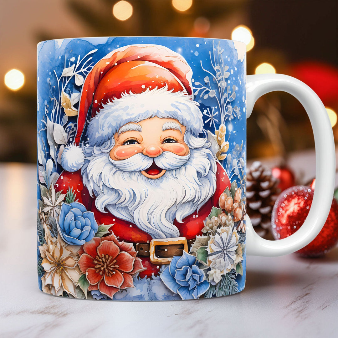 3D Christmas Ceramic Mug – Santa and Snowman Designs