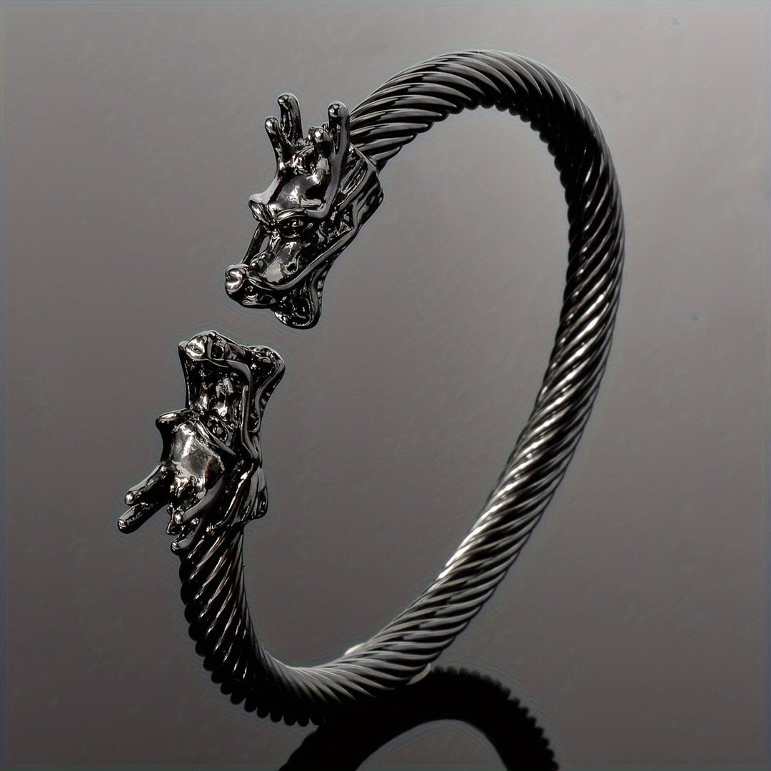 Double Dragon Copper Bracelet – Rock & Hip-Hop Style, Unisex