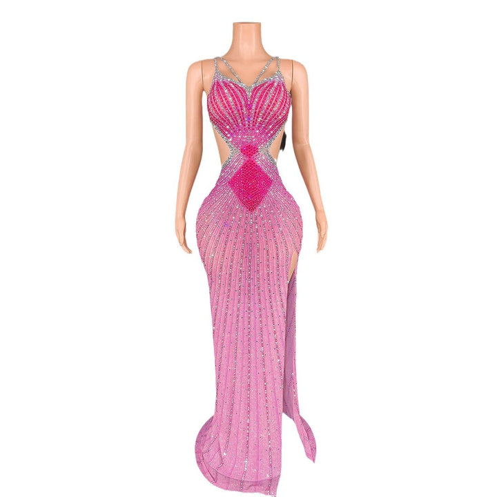 Super Shiny Rhinestone Bodycon Dress | Sleeveless Party Dress
