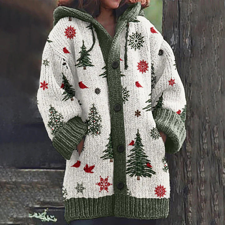 Women’s 3D-Print Christmas Hooded Cape