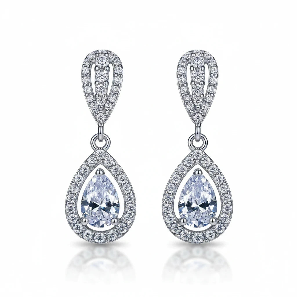 2 Carat Sparkala™ Moissanite Teardrop Earrings – 925 Sterling Silver