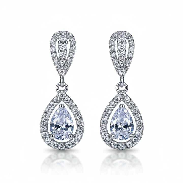 2 Carat Sparkala™ Moissanite Teardrop Earrings – 925 Sterling Silver