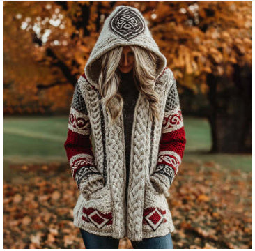 Women’s Long Loose-Fit Round-Neck Knitted Cardigan