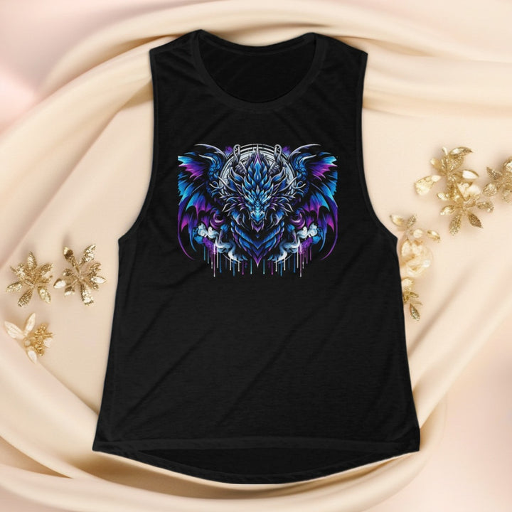 Women's Flowy Scoop Muscle Tank - Blue Electric Dragon