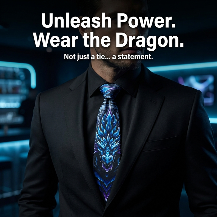 Necktie - Blue Electric Dragon