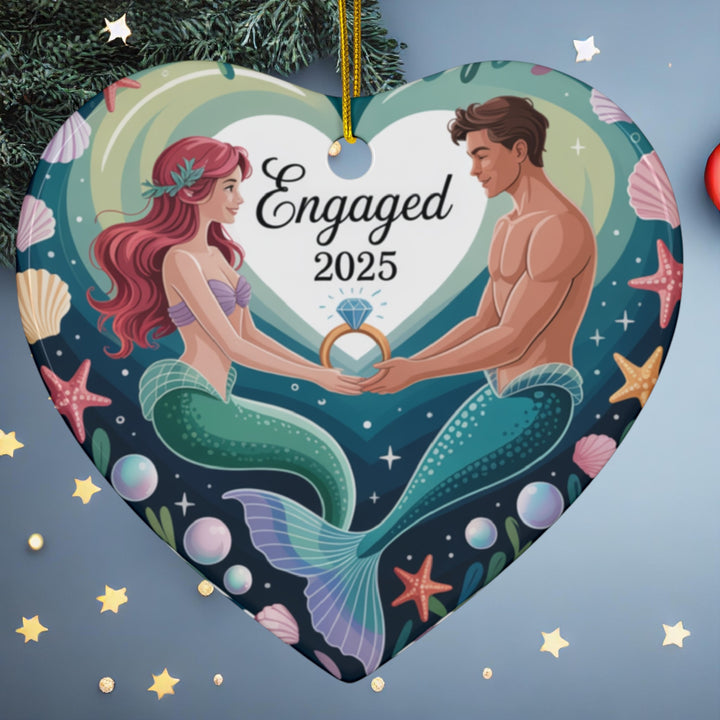 Engaged 2025 - Mermaid and Merman Ceramic Ornament
