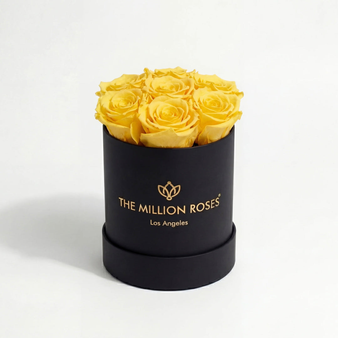 Essence Black Box with Yellow Roses – Luxury Preserved Rose Gift