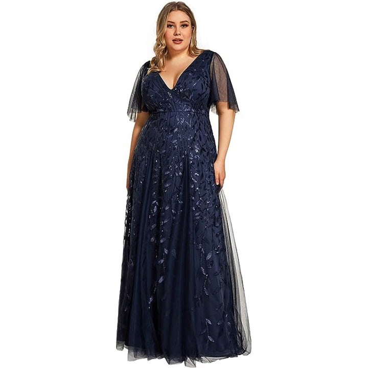 Plus-Size Sequin Fishtail Dress – Red Christmas Party Gown