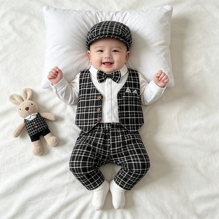 Children’s Plaid Vest and Trousers 3-Piece Formal Set