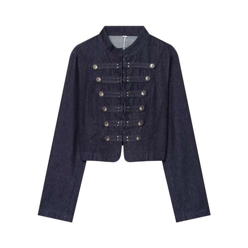 Summer New Arrival Fashionable Slim-Fit Double-Breasted Decorative Denim Jacket