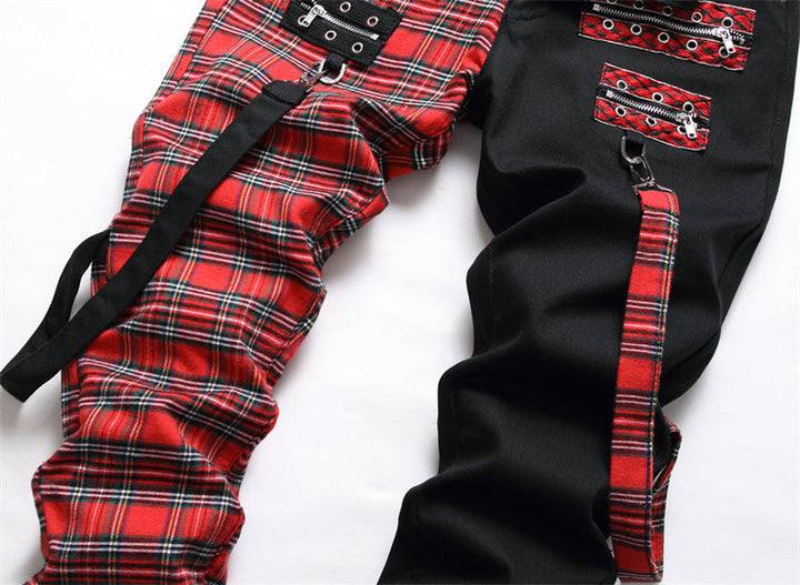 Men’s Black Colorblock Panel Straight-Leg Jeans