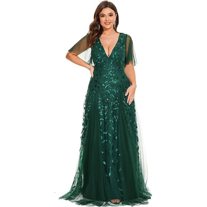 Plus-Size Sequin Fishtail Dress – Red Christmas Party Gown
