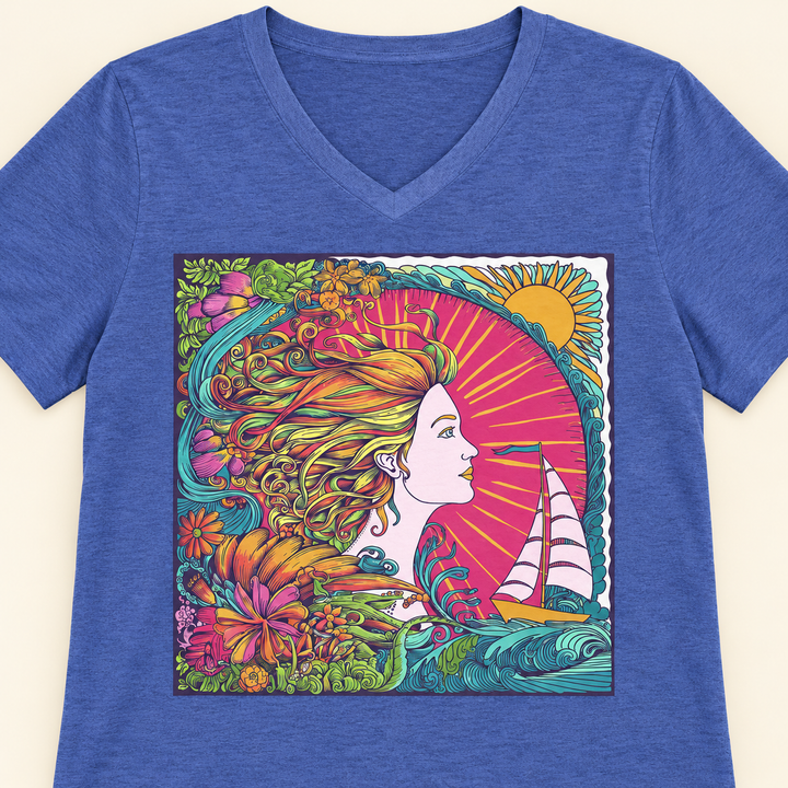 Facing Forward V-Neck Graphic T-Shirt – Inspirational Art Tee