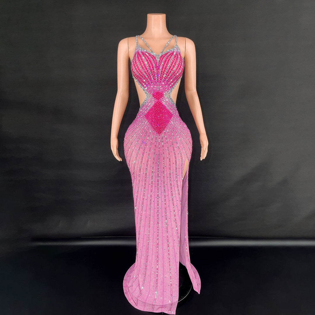Super Shiny Rhinestone Bodycon Dress | Sleeveless Party Dress