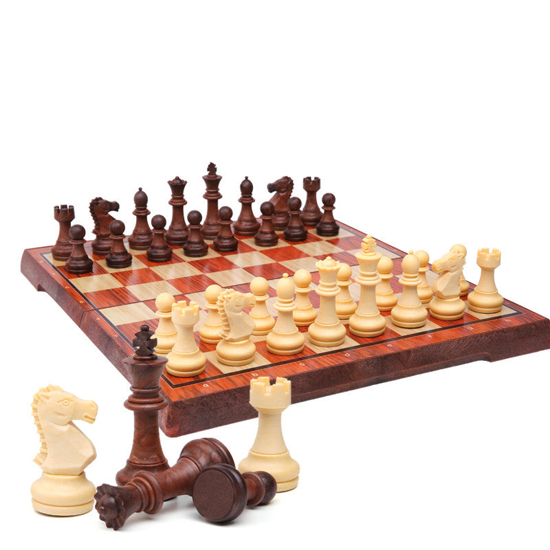 Magnetic Chess Set with Imitation Wood Chessboard