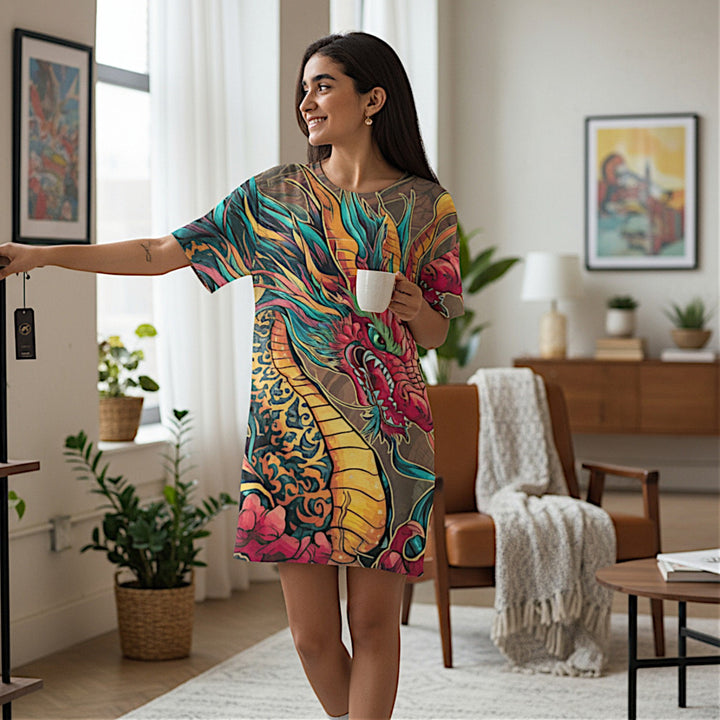 T-Shirt Dress  - Fire Dragon