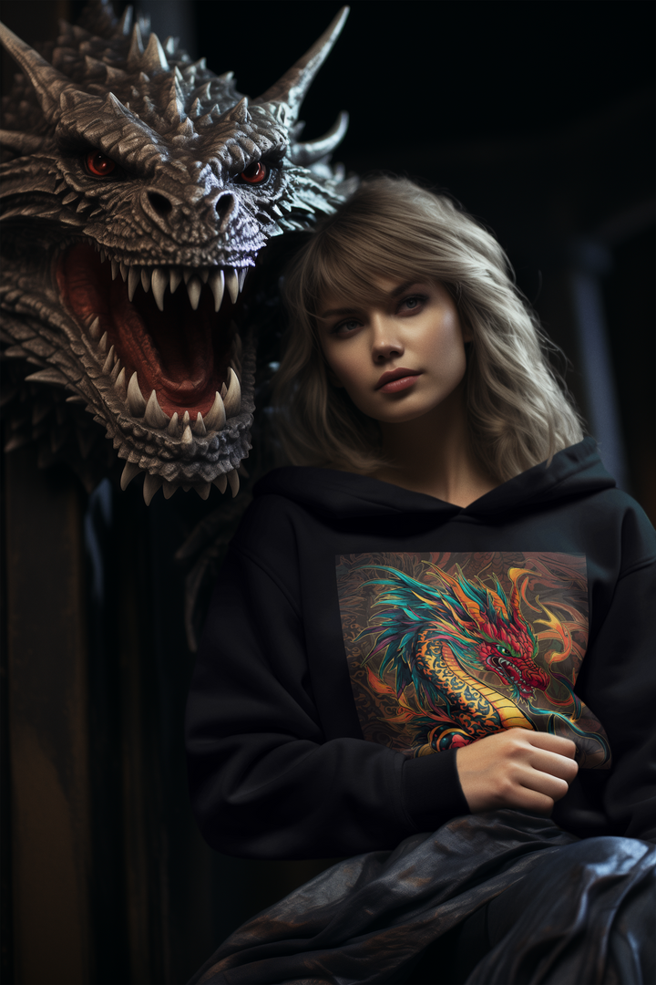 Crop Hoodie - Fire Dragon