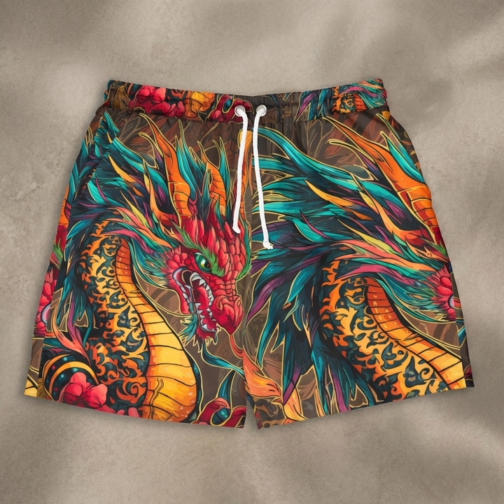 Fire Dragon Unisex Swim Shorts | Bold Beach & Pool Party Style