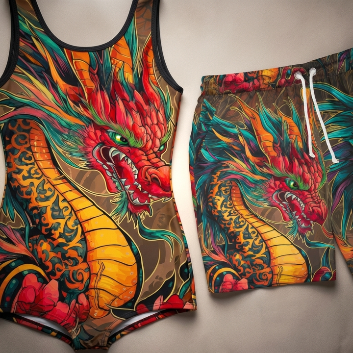 Fire Dragon Unisex Swim Shorts | Bold Beach & Pool Party Style