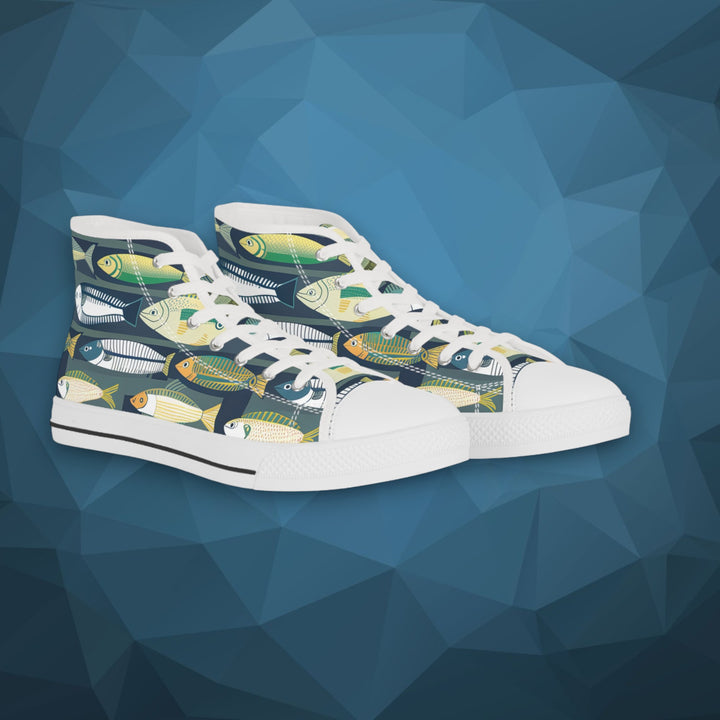 Men's High Top Sneakers - Fish Line