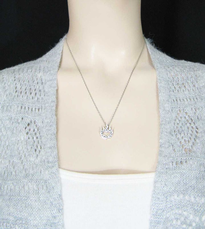 Flaming Heart Pendant | Handmade 925 Sterling Silver Necklace
