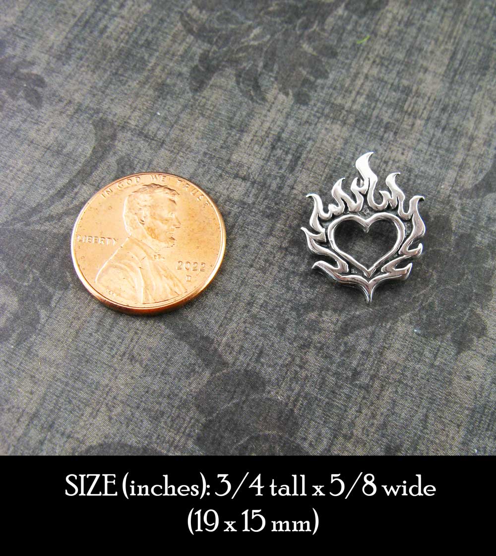 Flaming Heart Pendant | Handmade 925 Sterling Silver Necklace
